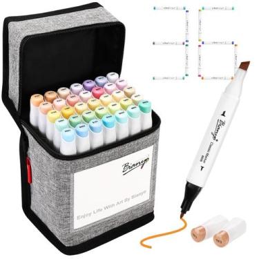 Imagem de Conjunto de marcadores de álcool Bianyo 36 cores pastel com estojo de 