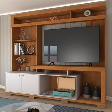 Imagem de Estante para TV Até 55 Polegadas Cinema 2 Portas Freijó/Off White - Panorama Móveis