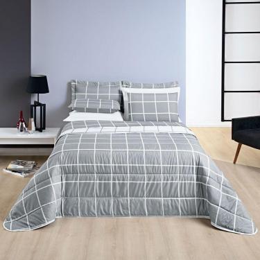 Imagem de Cobre Leito 200 Fios Dupla Face Queen Austin 03 Peças - Cinza