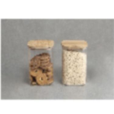 Imagem de Pote para tempero de vidro com tampa bambu 300ml elegante e versátil l