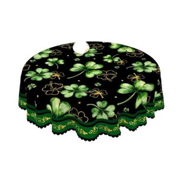 Imagem de Toalha De Mesa Redonda Com Padrão De Trevo Para O Dia De São Patrício,