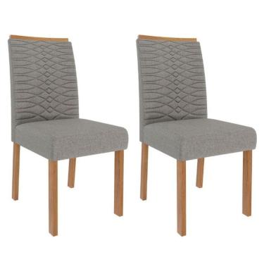 Imagem de Kit 2 Cadeiras Estofadas Madeira Tauari 20227 Linho MOLCI