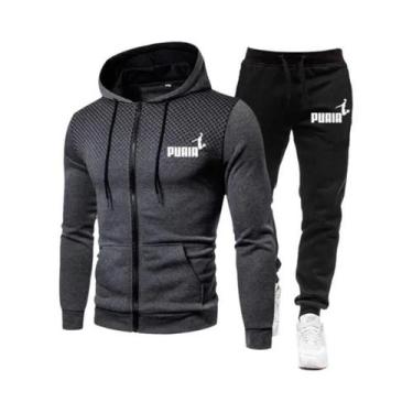 Imagem de Conjunto De Moletom Masculino Estilo Punk Com Calças E Zíper, Roupas D