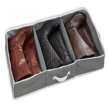 Imagem de Sapateira Botas Salto Alto Dobravel Organizador Guarda Roupa Bau Cama Portatil Viagem Vira Bolsa Ziper E Alça 3 Pares