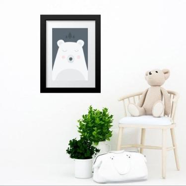 Imagem de Quadro Infantil Cinza E Branco Urso Escandinavo - 60x48cm