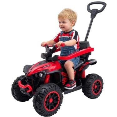 Imagem de Carrinho Passeio Mini Quadriciclo Infantil Brinquedo 2 em 1 Com Empurrador Guarda Corpo Apoio dos pés Menino E Menina (Vermelho)