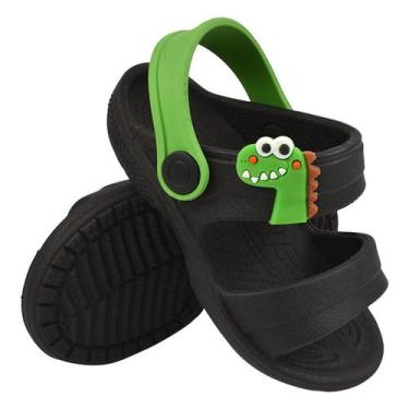 Imagem de Sandália Infantil Masculino Papete Dinossauro Leve - IMPORTWAY, Preto,