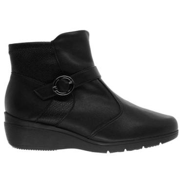 Imagem de Bota Anabela Cano Curto Feminina Piccadilly Maxi 117132 Preta, Preto, 