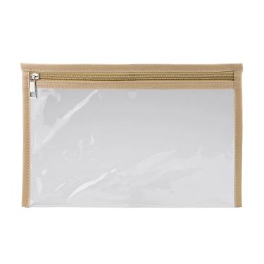 Imagem de Pasta Organizadora Le Pvc Transparente com Acabamento em PU com Zíper - Bege 20x30 cm