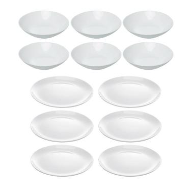 Imagem de Jogo de Pratos Fundo e Raso de Jantar Essenza Opaline 12 peças 20cm e 27cm - Rojemac Pr...
