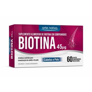 Imagem de Biotina 45mcg Arte Nativa 60 Comprimidos Suplemento Cabelo Pele Unhas 