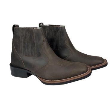 Imagem de Bota Country Masculina Bico Quadrado Cano Curto Texas Rodeo, Marrom, E