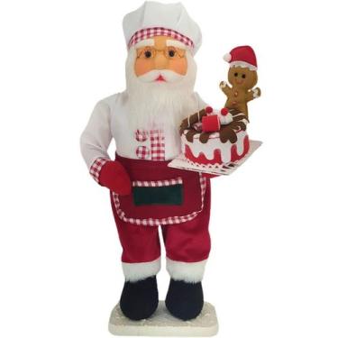 Imagem de Boneco Natalino Papai Noel Confeiteiro Cozinha Chefe De 50cm - Genéric