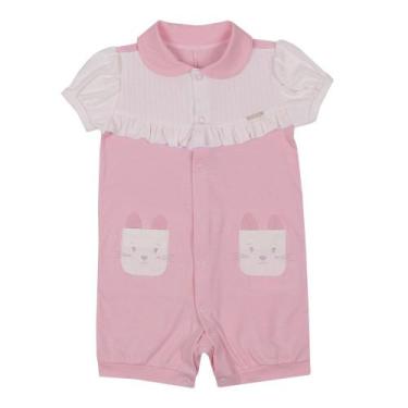 Imagem de Macacão Curto Bebê Menina Rosa Verão Le Bhua / Paraiso 436, G ( 9 - 12