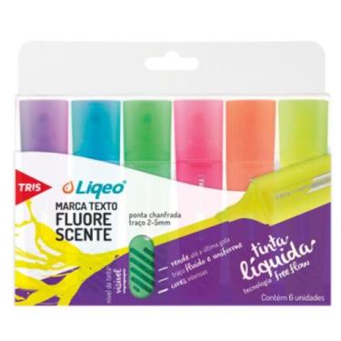 Imagem de Marca Texto Liqeo Flat Neon Estojo C/6 Cores Tris