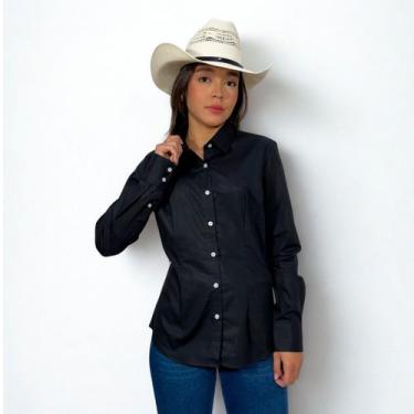 Imagem de Camisa Feminina Manga Longa Lisa Txc, Preto, P