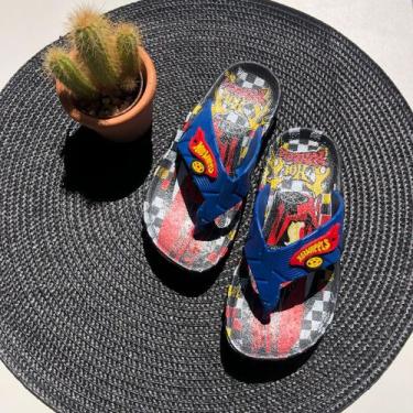 Imagem de Chinelo Masculina Infantil Criança Kids Personagem Hotwheels Azul Conf