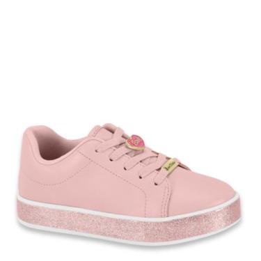 Imagem de Tenis Infantil Menina Pingente Glitter Conforto Escolar 2520 - Rosa - 