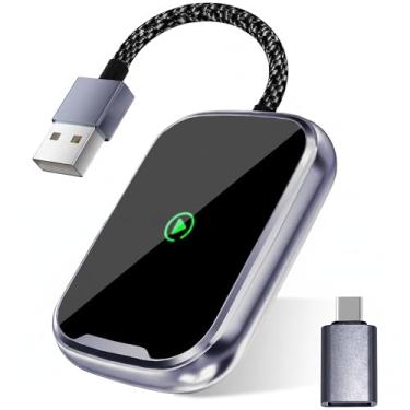 Imagem de Tesheer Adaptador Carplay, 2 em 1 CarPlay Android Auto Wireless Adapter, 2025 atualizado de conexão automática e dongle de reprodução de carro sem fio de baixa latência para Apple iPhone