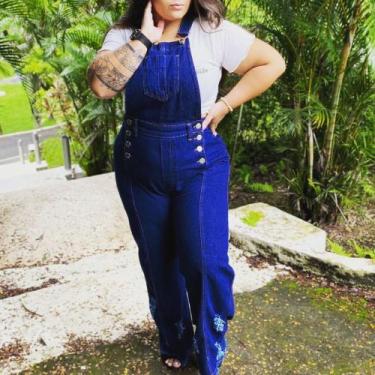 Imagem de Macacão Longo Plus Size colors - Madame NusO, Jeans, 52