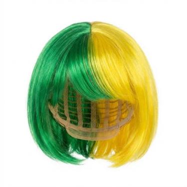 Imagem de 6UN Peruca Brasil Verde Amarelo Cosplay Copa 2026 Curta - Senhor Preço