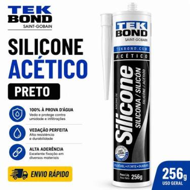 Imagem de Silicone Acético Preto Tekbond 256g Uso Geral Vedação Banheiro, 1 UNID