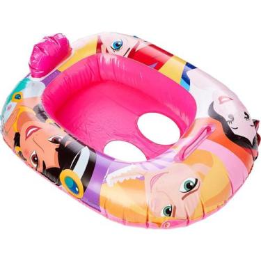 Imagem de Boia Infantil com Fralda Bote Inflável Princesas Disney Rosa - Etitoys