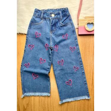 Imagem de Calça wide leg infantil com coração,10,8 - Utensílios de loja 