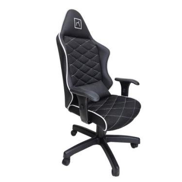 Imagem de Cadeira Escritório Gamer material sintético com Relax Preto/Branco - V