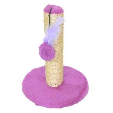 Imagem de Arranhador com 1 Plataforma de Pelúcia Lisa para Gatos - Médio - Rosa 