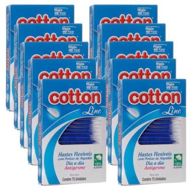 Imagem de Kit 75 até 1050 Unidades Hastes Flexíveis Cotton Line Cotonete Caixa C
