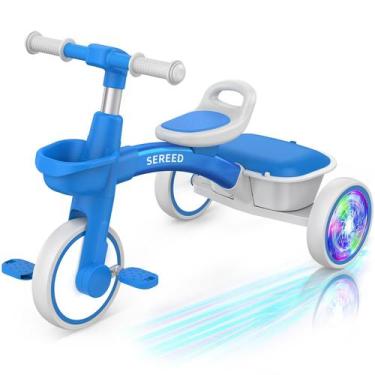 Imagem de Triciclo infantil SEREED com iluminação colorida de 2 a 5 anos azul