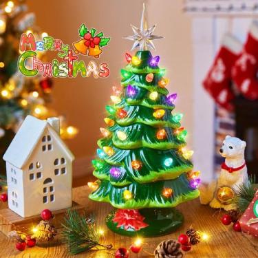 Imagem de Árvore de Natal de Cerâmica Brightown 13 Polegadas com Luzes LED