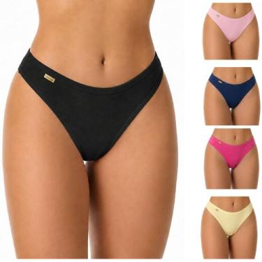 Imagem de Kit 3 calcinhas tanga feminina, fio duplo, algodão, forro 100 algodão 