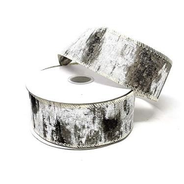 Imagem de Homeford Fita de tela com estampa de árvore de bétula de Natal, 3,8 cm, 9,5 m