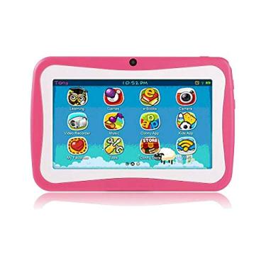 Imagem de Computador de aprendizagem educacional para crianças tablet de 7 polegadas com resolução de 1024 * 600 Conexão Wi-Fi com capa de silicone plugue americano rosa