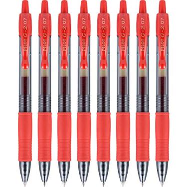 Imagem de Pilot, Canetas rolo de gel premium G2, ponta fina de 0,7 mm, vermelha, pacote com 8