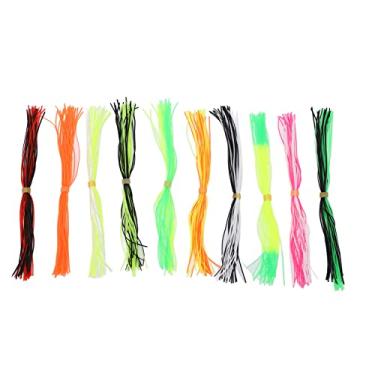 Imagem de SPYMINNPOO Saias de silicone tipo gabarito de pesca de borracha "faça você mesmo", 10 pacotes de iscas de pesca saias de pesca de silicone não tóxico para acessórios de isca faça você mesmo suprimentos de pesca