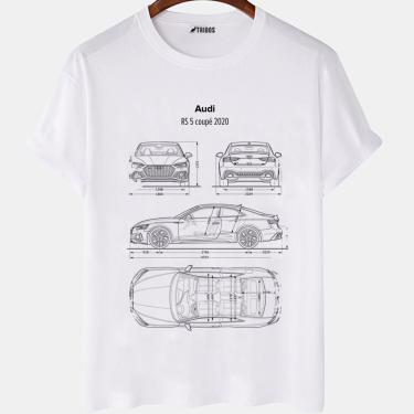 Imagem de Camiseta masculina Desenho Audi rs 5 Carro Famoso Camisa Blusa Branca Estampada