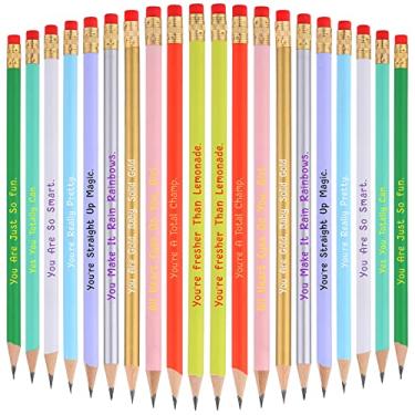 Imagem de Zonon 20 lápis personalizados para crianças, lápis fofos com borrachas, material escolar para estudantes, professores, uso pessoal de escritório, pré-afiados e chumbo HB; frases motivacionais