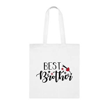 Imagem de Bolsa tote Brother Best Brother Tote bag, presente para irmão da irmã irmão, do irmão, para irmão, bolsa reutilizável para irmão, bolsa de ombro, bolsa de irmão ideia de presente, Branco