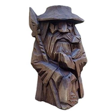 Imagem de YQkoop Estátuas de Deuses Nórdicos - Estátua de Odin Thor Tyr Ulfhednar Mitologia Viking nórdica Estatuetas de resina pagã nórdica ornamentos arte para decoração de escritório doméstico (Odin), 10 cm (3,9 polegadas)