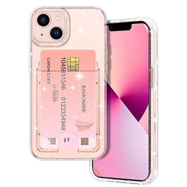 Imagem de Petocase Capa carteira para iPhone 13, compartimento para cartão ultrabrilhante, fina, transparente, flexível, gel de TPU (poliuretano termoplástico), capa protetora de silicone para iPhone 13 da Apple, transparente