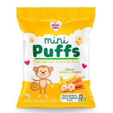 Imagem de Biscoito Nhami Mami Mini Puffs Snack Banana e Cenoura 15g