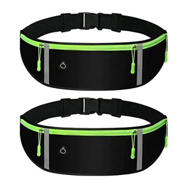 Imagem de pacote de cintura bolsa de corrida cinto de corredor refletivo para caminhadas fitness ciclismo treino ginásio viagem jogging bolso cinto preto