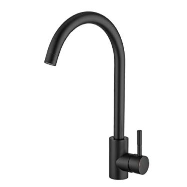 Imagem de Torneira de cozinha de ouro preto aço inoxidável 360 giratório torneira de cozinha montagem de convés torneiras misturadoras de pia de água quente fria, 4, China