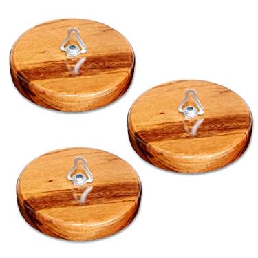 Imagem de Kit 3 Canoplas Prato Acabamento de Lustre Luminária Pendente de Teto em Madeira Maciça Nobre