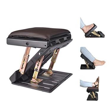 Imagem de Descanso de pé ajustável para embaixo da mesa no trabalho, apoio para os pés confortável com ajuste de altura de 4 níveis, descanso de perna ergonômico para cadeira de jogos de escritório, banquinho