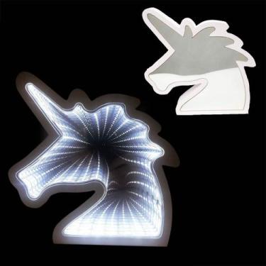 Imagem de Luminaria 3D Infinito Espelho Led Unicornio Luz Profundidade Quarto (Q