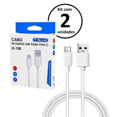 Imagem de Kit 2 Cabo USB para Celular Android Tipo C Type C Carga e Dados